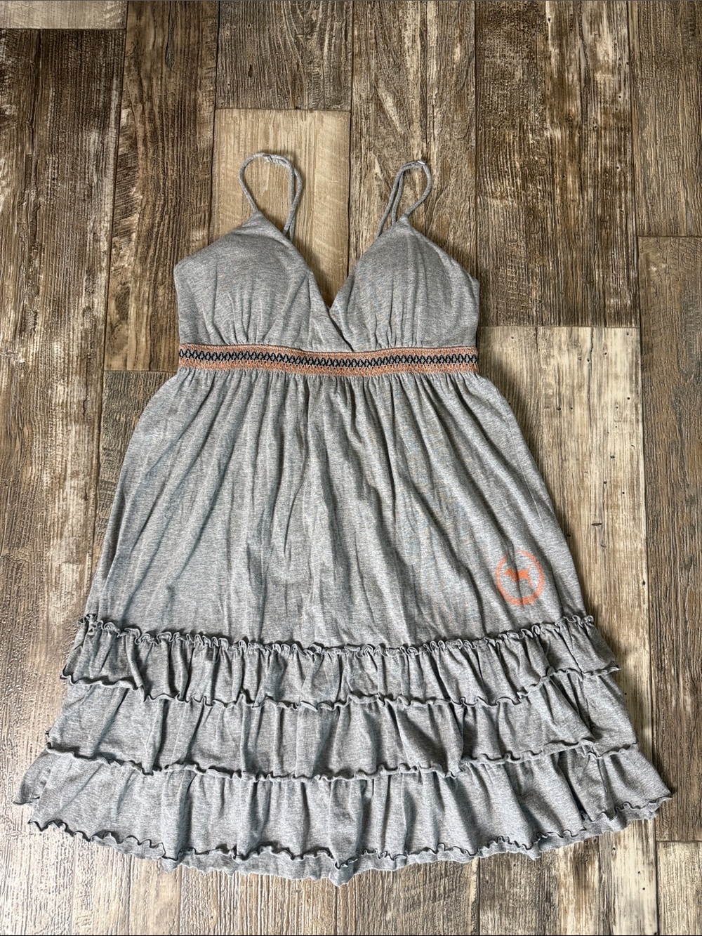 PINK Victoria's Secret Gray Spaghetti Strap Sundress with Embroidered Waist